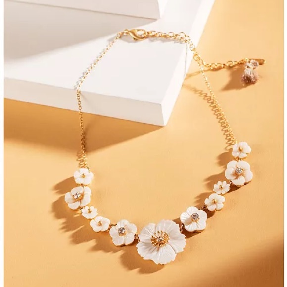 Lonna and Lilly Gold-Tone Crystal and Mother-of-Pearl Flower Necklace - Picture 7 of 7